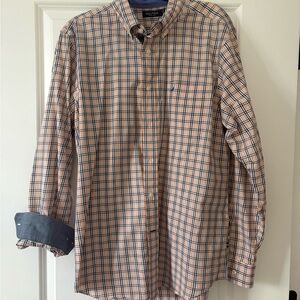 Nautica Orange and Blue Plaid Button-Down Shirt